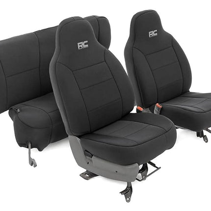 Rough Country Neoprene Seat Covers for 97-01 Jeep Cherokee XJ w/Detachable Headrests - 91023, Black