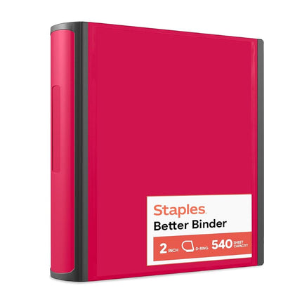 Staples 2 Inch Better View Binder with D-Rings (Red) by Staples