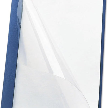 Smead Clear Front Report Cover, Three Double Tang Side Fasteners, 1/2" Capacity, Letter Size, Blue, 25 per Box (87452)