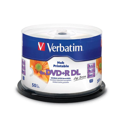Verbatim DVD+R Double Layer Life Series 8.5 GB - 8x Burning Speed, Printable, Long Service Life, 50-Pack Spindle