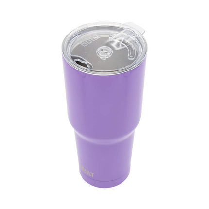 BUILT Double Walled Stainless Steel Tumbler Set with Replacement Lid, 2 Reusable Tritan Wire Straw Cleaning Brush in Gift Box, 1 Count (Pack of 1), Amethyst