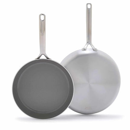 GreenPan GP5 Stainless Steel 5-Ply Healthy Ceramic Nonstick 10" and 12" 2 Piece Frying Pan Skillet Set, Scratch Resistant, Induction, Dishwasher & Oven Safe, PFAS-Free