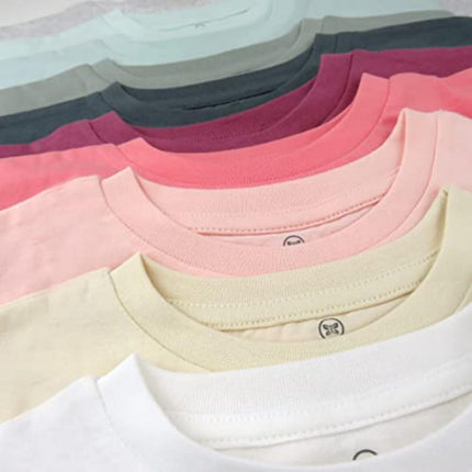 HonestBaby Multipack Short Sleeve T-Shirt Tee 100% Organic Cotton Infant Baby, Toddler, Little Kids Boys, Girls, Unisex, Rainbow Patch, 12 Months