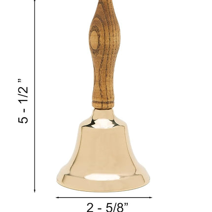 Bevin Bells Solid Brass Hand Bell | 2HB | New England Hardwood Handle | Elegant Hand Call Bell | Noise Makers | Loud Brass Bells | Easy to Grip Handle | Teacher Handheld Bell | Made in CT, USA