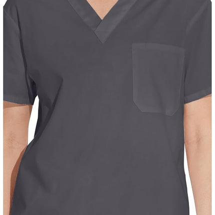 Dickies Men's Signature V-Neck Scrubs Shirt, Pewter, 3XL