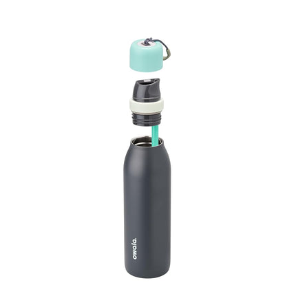 Owala FreeSip Twist Insulated Stainless Steel Water Bottle with Straw for Sports and Travel, BPA-Free, 18-oz, Blue/Grey (Foggy Tide)