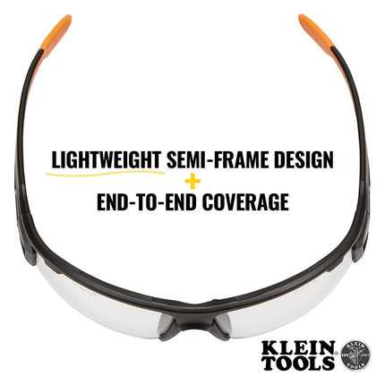 Klein Tools 60536 Safety Glasses, Professional PPE Protective Eyewear with Semi Frame, Scratch Resistant and Anti-Fog, Indoor/Outdoor Lens
