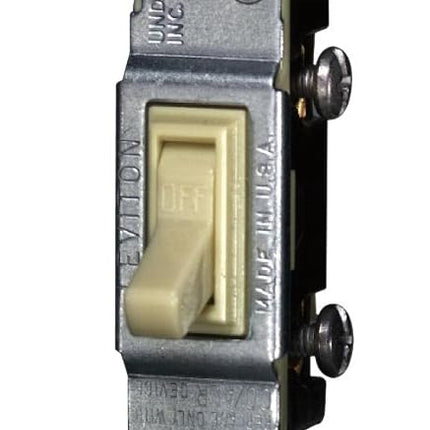 Leviton 2651-2I 15 Amp, 120 Volt, Toggle Co/Alr Single-Pole AC Quiet Switch, Residential Grade, Grounding (Ivory)