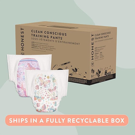 The Honest Company Calzoncitos de entrenamiento Clean Conscious para pieles sensibles | Hipoalergénicos, sin fragancia | Magical Moments + Butterfly Kisses | Talla 4T/5T (más de 17 kg), 48 unidades