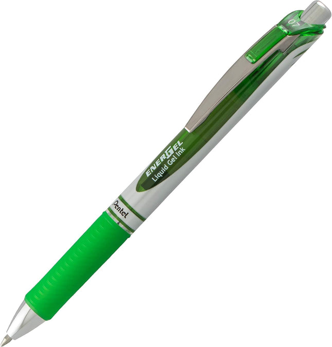 Bolígrafos Pentel Energel de tinta de gel líquida de 0.7 mm - Paquete de 12 de 8 bolígrafos de colores surtidos que incluyen 3 negros y 3 azules - Punta mediana - Punta de metal - Paquete para trabajar desde casa