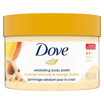 Dove Body Scrub Crushed Almond & Mango Butter Gentle Exfoliating Body Polush 298g, reveals Visibly Smoother, Soft Skin with Lasting Nourishment