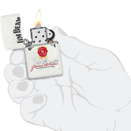 Zippo Jim Beam Rosette Design White Matte Pocket Lighter
