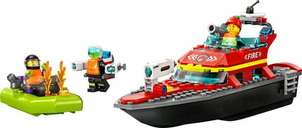 LEGO City Fire Rescue Boat Toy for 5+ Year Old Boys & Girls, Building Set with a Floating Toy Boat and 3 Firefighter Minifigures, Kids' Construction Toys, Birthday Treat 60373