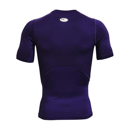 Camiseta de compresión de manga corta HeatGear para hombre de Under Armour, morado (500)/blanco, XL