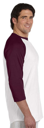 Champion Men's Raglan Baseball T-Shirt, White/Scarlet, Medium