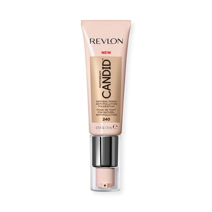 Revlon Liquid Foundation, Photo Ready Candid Face Makeup for Sensitive and Dry Skin, Longwear Sheer-Medium Coverage with Natural Glow Finish, 240 Natural Beige, 0.75 Oz/ 25ml