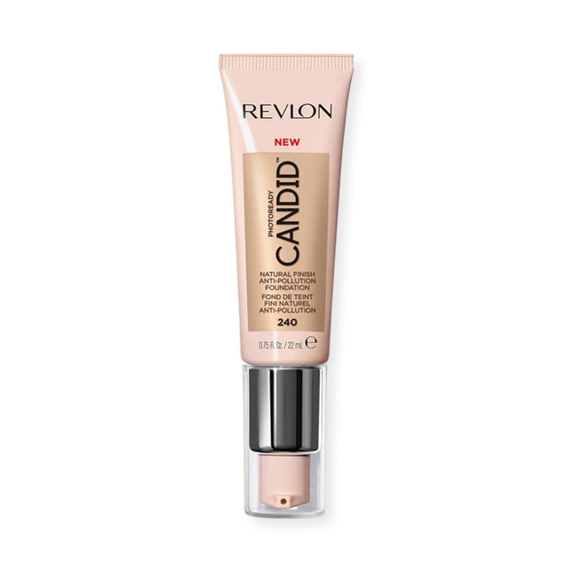 Revlon Liquid Foundation, Photo Ready Candid Face Makeup for Sensitive and Dry Skin, Longwear Sheer-Medium Coverage with Natural Glow Finish, 240 Natural Beige, 0.75 Oz/ 25ml
