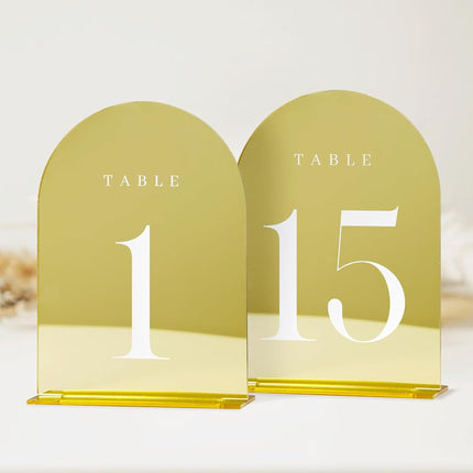 JINMURY Gold Wedding Table Numbers 1-15 With Stand