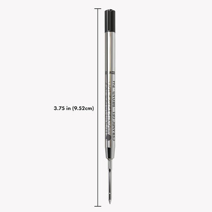 Monteverde Broad Point Capless Ceramic Gel Refill for Parker Ballpoint Pens - Black (Pack of 2)