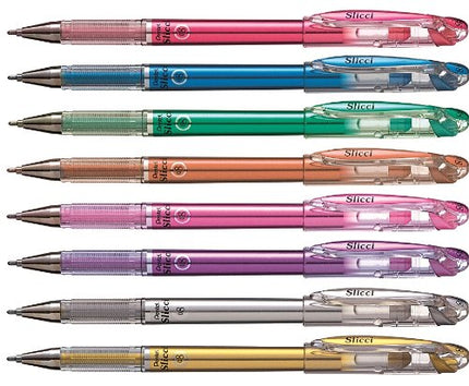 Pentel Arts Slicci Metallic 0.8 mm Needle Tip Gel Pen, Metallic Bronze Ink, Box of 12 (BG208MEX)