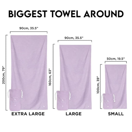 Dock & Bay Beach Towel - Quick Dry, Sand Free - Compact, Lightweight - 100% Recycled - Includes Bag - Essential - Meadow Lilac, Large (160x90cm, 63x35)