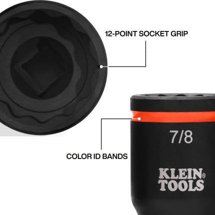 Klein Tools 66055 2-in-1 Flip Socket Set, Color-Coded, 12-Point, Includes 4 Adapters, 3/8-Inch and 1/2-Inch Drive