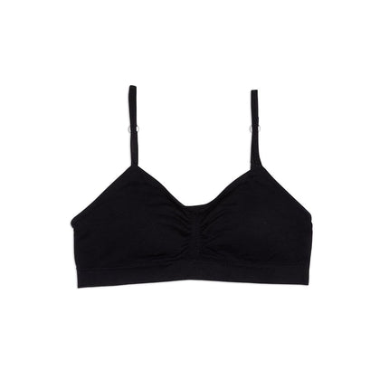Maidenform Girls Seamless Ruched Crop Bra, Black, 