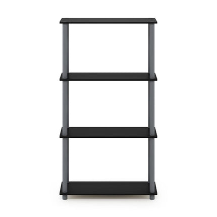 Furinno TURN-N-TUBE Storage Shelves, 4-Tier Toolless Book Shelf, Corner Shelf, Toolless Open Shelves, for Organization and Storage, Living Room, Garage, Home Office, Black