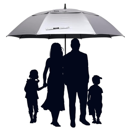 G4Free 68 Inch UV Protection Golf Umbrella Auto Open Vented Double Canopy Oversize Extra Large Windproof Sun Rain Umbrellas (Silver/Black)