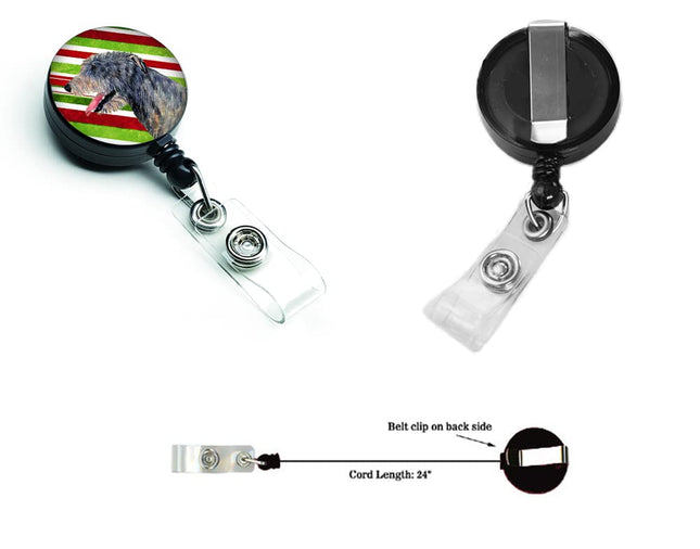 Caroline's Treasures Irish Wolfhound Candy Cane Christmas Retractable Badge Reel, Multicolor (SS4575BR)