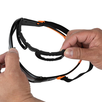 Klein Tools Safety Glasses 60471, ANSI Z87.1+ Pro Full Frame Seal Safety Glasses, Grey Lenses, UV Protection, Anti-Fog, Scratch Resistant