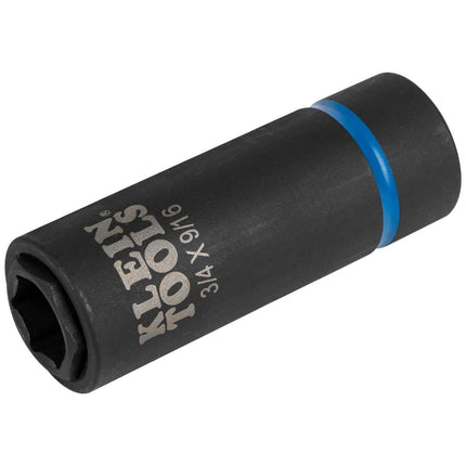 Klein Tools 66004 2-in-1 Impact Socket, Socket Wrench Sizes 3/4-Inch and 9/16-Inch Hex, 6-Point Deep Socket with 1/2-Inch Drive