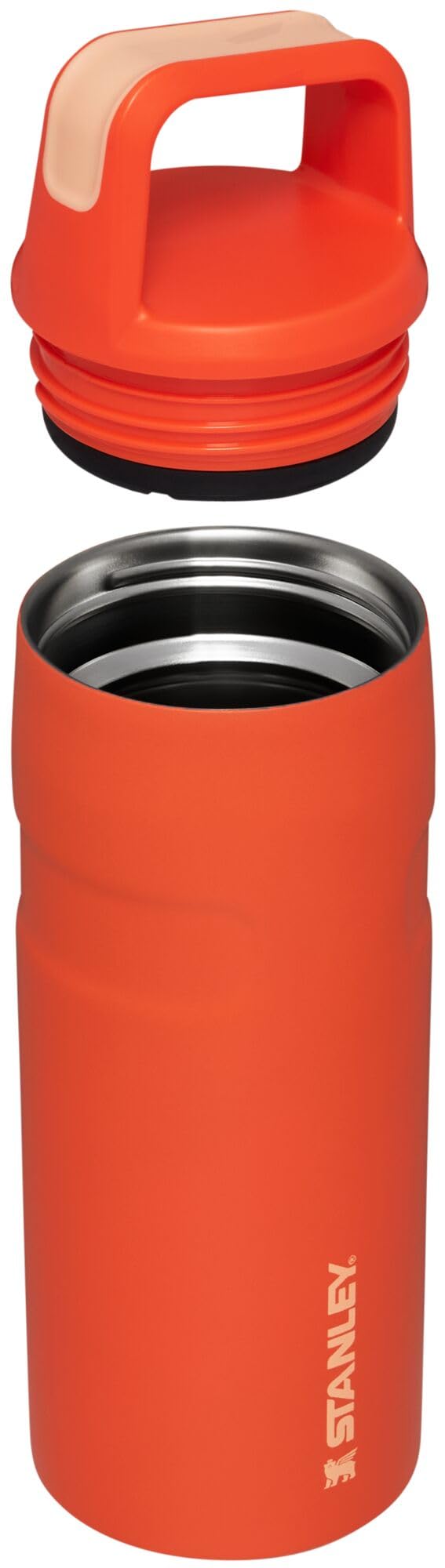 STANLEY IceFlow Cap and Carry Water Bottle 16 oz | Wide Mouth Twist Lid | Lightweight and Leakproof for Travel and Sports | Insulated Stainless Steel | BPA-Free | Tigerlily