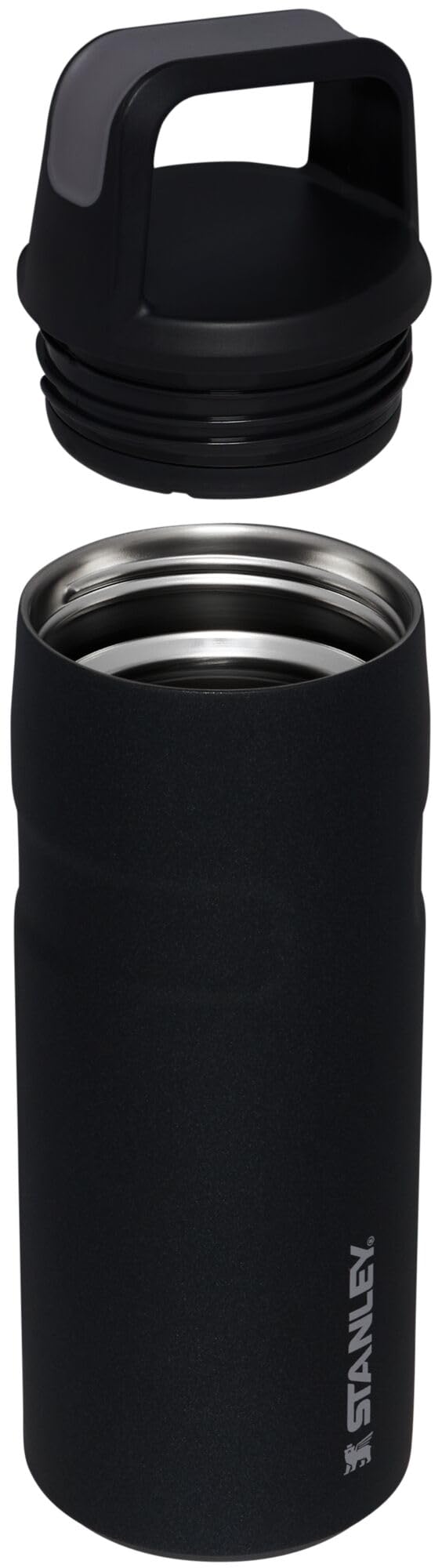 Stanley IceFlow Cap and Carry Water Bottle 16 oz | Wide Mouth Twist Lid | Lightweight and Leakproof for Travel and Sports | Insulated Stainless Steel | BPA-Free | Black Glimmer