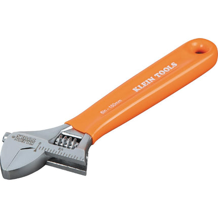 Klein Tools O5076 Adjustable Wrench, Precision Forged 1 1/2-Inch Extra-Capacity Jaw, SAE and Metric Scales, Plastic-Dipped Handle, 6-Inch