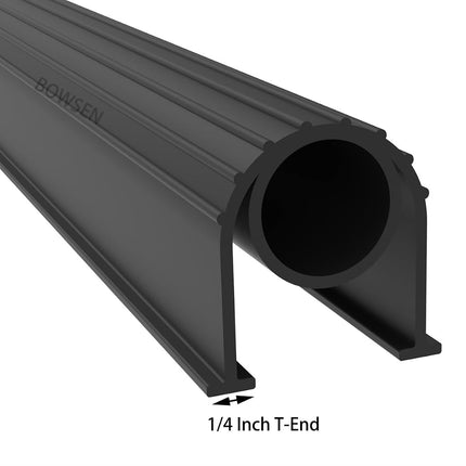 BOWSEN Sellos Inferiores para Puertas de Garaje, Impermeables, Burletes, Umbral, Amortiguación, Sellado, 2 Puertas, Goma EPDM de Alto Rendimiento, Junta de Resistencia Negra, Extremo en T de 1/4 Pulgada, 20 PIES de Largo