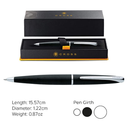CROSS ATX - Basalt Ballpoint Pen with Chrome Plated Attributes + Box, Black