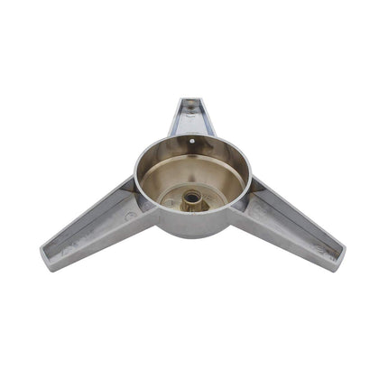 United Pacific 10309 Chrome Plastic 8 Inch Rear Axle Cover Hub Cap with 3 Extra Large Bar Straight Spinner