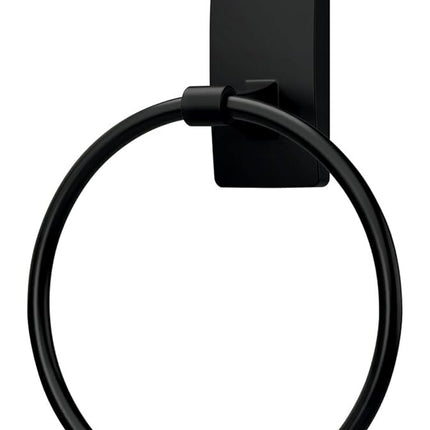 Command Hand Towel Holder Matte Black with Water Resistant Command Strips, Rust Resistant Bathroom Organizer, Holds up to 5 lbs, 1 Ring