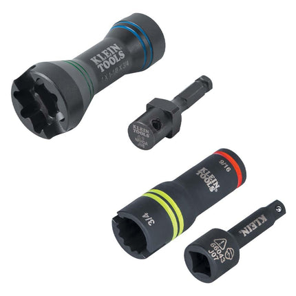 Klein Tools 660KIT3 5-in-1 Mini Impact Socket and 3-in-1 Flip Impact Socket Set, for Linemen and Utility Work, 4-Piece