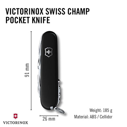 Victorinox Swiss Army Pocket Knife Swiss Champ with 33 Functions, Black