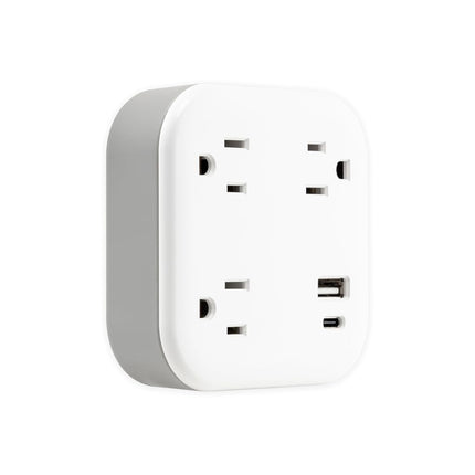 GE UltraPro 3-Outlet Surge Protector Wall Tap, 980J, USB-C & USB-A Ports, Adapter-Spaced Outlets, Circuit Breaker, ETL Certified, Low-Profile Design, White, 85875