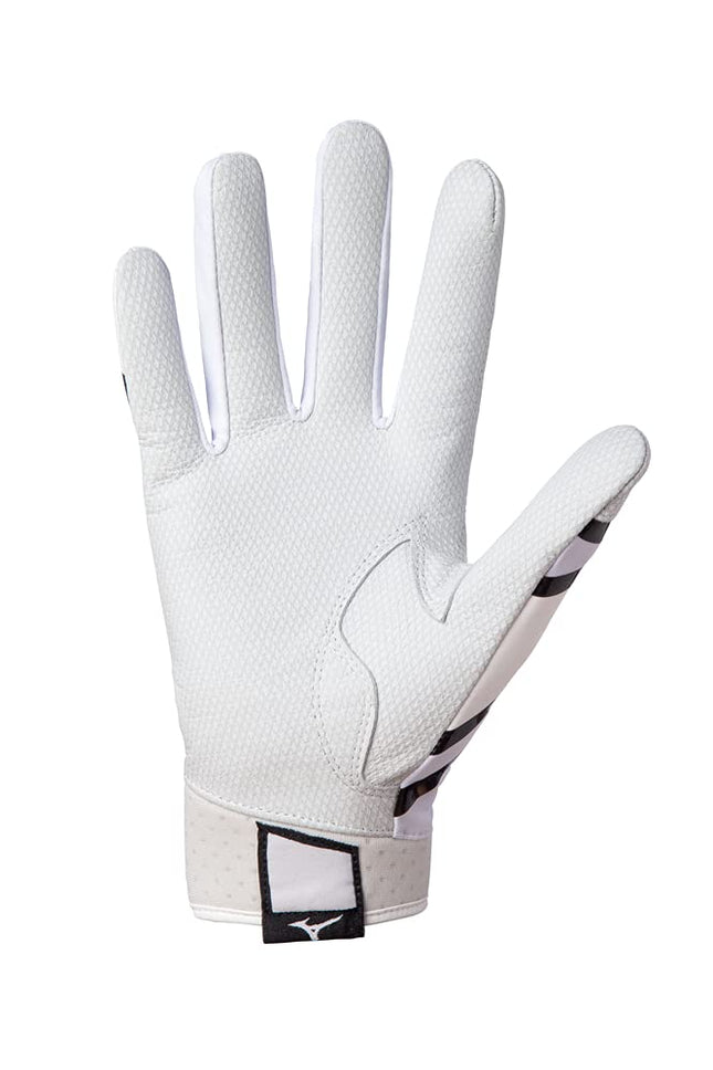 Mizuno F-257 Women's Softball Batting Glove, White-Black, Large
