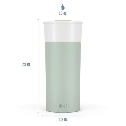 Ello Ogden 16oz Ceramic Travel Mug with Splash-Resistant Slider Lid and Protective Silicone Sleeve, Perfect for Coffee or Tea, BPA-Free, Dishwasher Safe, Honeydew
