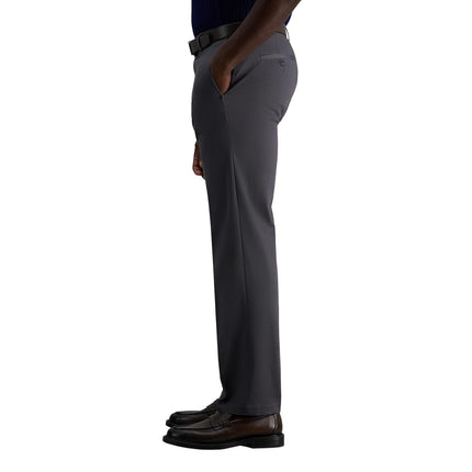 Haggar Premium No Iron Khaki Stretch Pantalón de corte recto, frente liso, color gris oscuro, 33x32