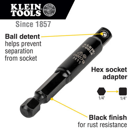 Klein Tools 66079 Impact Flip Socket Adapter, Small 1/4 to 1/4 -Inch Hex Adapter, Use with Klein Tools Flip Impact Socket Set 66070