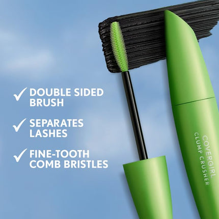 COVERGIRL Clump Crusher Waterproof Mascara, 20X More Volume, Double Sided Brush, Long-Lasting Wear - 830 Black Waterproof (Pack of 1)