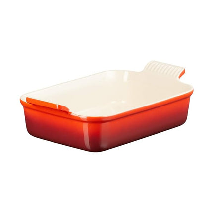 Fuente rectangular Le Creuset Heritage, cerámica de gres, 26 cm, 2,4 litros, color cereza, 71102260600001