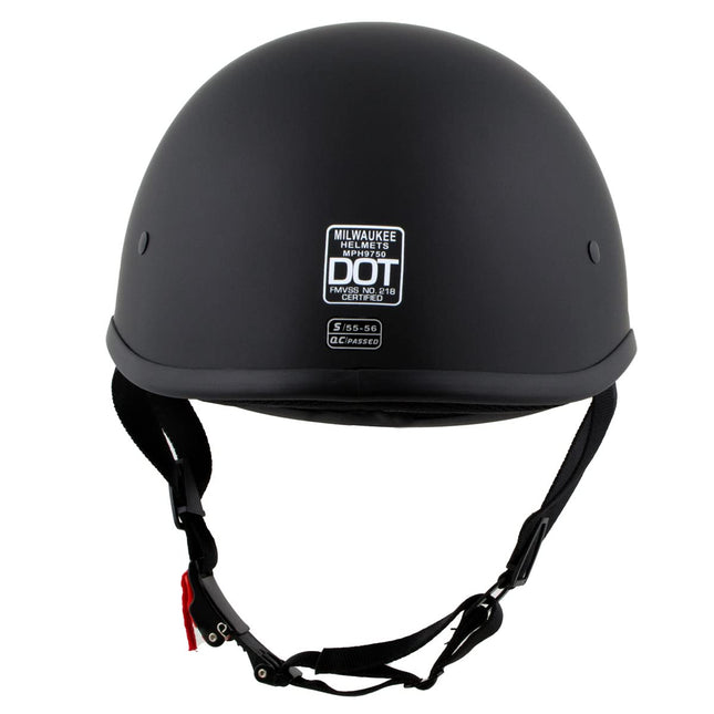 Milwaukee Helmets MPH9750DOT Dot Approved Matte Black 'Polo' Half Motorcycle Face Motorcycle Half Motorcycle Helmet for Men and Women Biker - X-Large