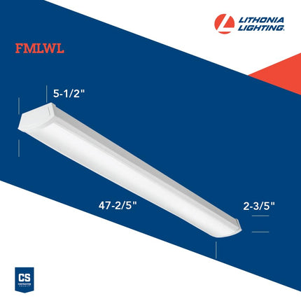 Lithonia Lighting FMLWL 48 835 4 ft. White LED Wraparound Flushmount, 3500K